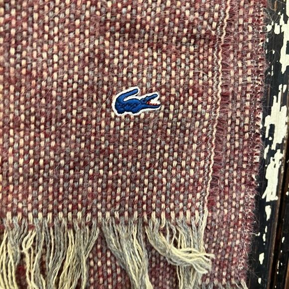 Lacoste wool plaid unisex scarf. - Picture 2 of 5